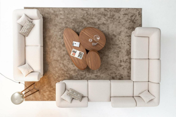 Sofaset woonkamer Sofa Set L-vorm 3-zitsbank Poef Set Modern Design