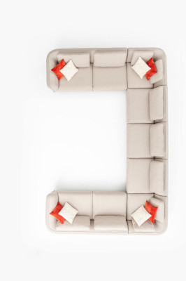 Bank U- Vorm Woonkamer Hoekbank Beige Gestoffeerde Bank Modern Design
