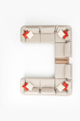 Bank Beige Woonkamer Gestoffeerde Bank Modern Ontwerp Hoekbank U-Vorm Nieuw