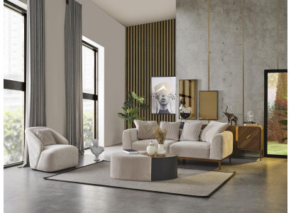 Moderne bankstel 3-zits fauteuil driezits wit modern stof polyester