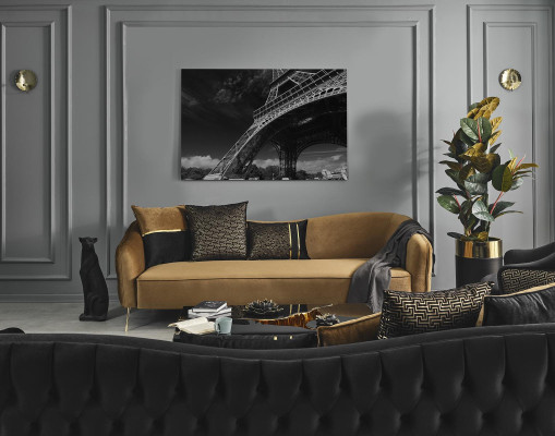 Chesterfield bankstel bank fauteuil blauw polyester luxe set 3-delig  Chesterfield bankstel bank fauteuil blauw polyester luxe set 3-delig
