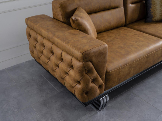 Vierzitsbank 4-zitsbanken Kunstleer Bruin Woonkamer Luxe