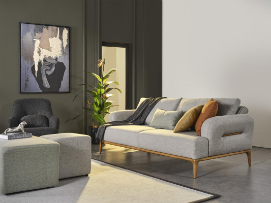 Zitbankstel Bank Fauteuil 431-Zits Stof Luxe Grijs Bankstellen Woonkamer