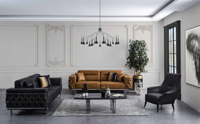 Chesterfield bankstel bankstel 431 zits kunstleer bankstellen zwart  Chesterfield bankstel bankstel 431 zits kunstleren banken zwart
