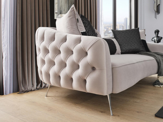 Moderne bankstel bank 3-zits fauteuil driezitter stof wit polyester set