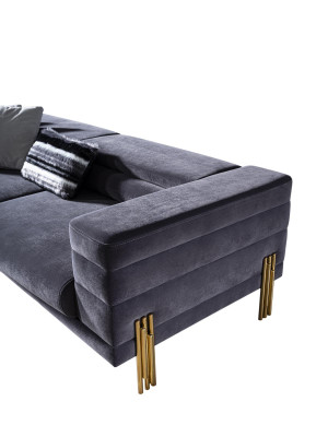 Luxe bankstel Bankstel 3-zits fauteuil stof Modern Grijs Moderne set