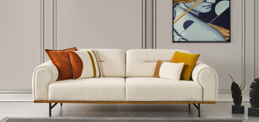 Moderne Bank 3-zits Luxe Beige Designmeubels in Woonkamer Banken.