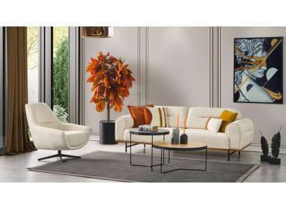 Sofa set 3 + 1 zits meubelset ontwerp beige modern 2-delig. Banken