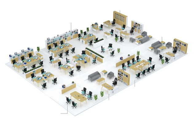 Tafel & archiefkast kantoorinrichting 2-dlg. Chef plank set bureau