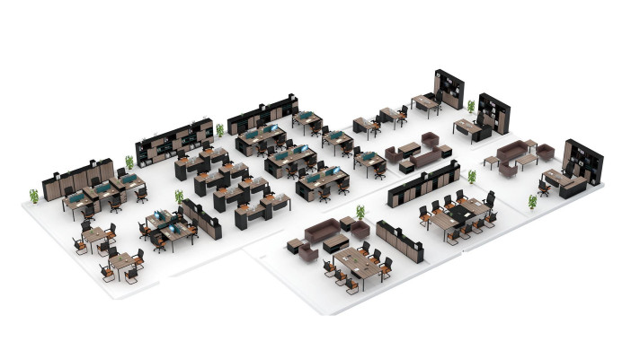Kantoor meubilair Inrichting Tafels Tafel Callcenter Hout 4 werkplekken Bureau