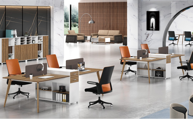 Kantoor meubilair inrichting tafels tafel bureau callcenter hout