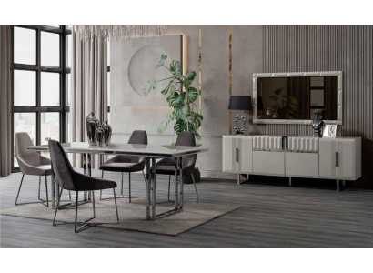 Eettafel Tafel Meubels Eetset Set Dressoir Tafel 4x Stoel 6-delig.