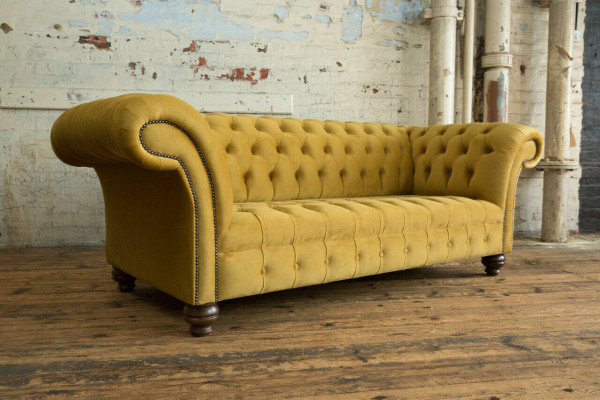 Ontwerper Chesterfield bankstel bank bankstel set in fluweel 4-delig.