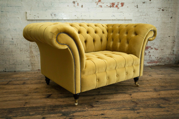 Ontwerper Chesterfield bankstel bank bankstel set in fluweel 4-delig.