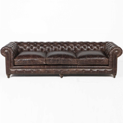 Bruin Chesterfield bank bank stof leder banken bekleding stel Big XXL