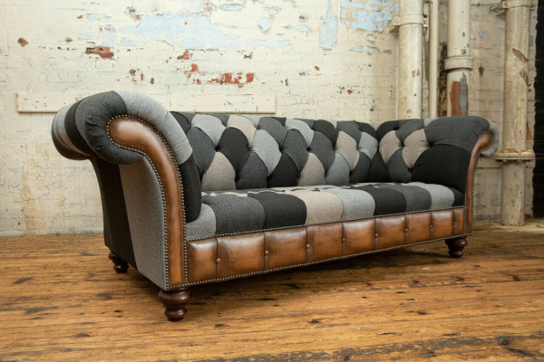 Chesterfield Design Bank 3-zits bank Stof Bank Zitkussen Banken