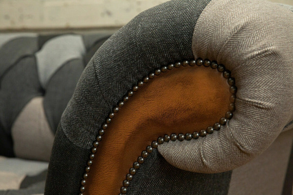 Chesterfield Design Bank 3-zits bank Stof Bank Zitkussen Banken