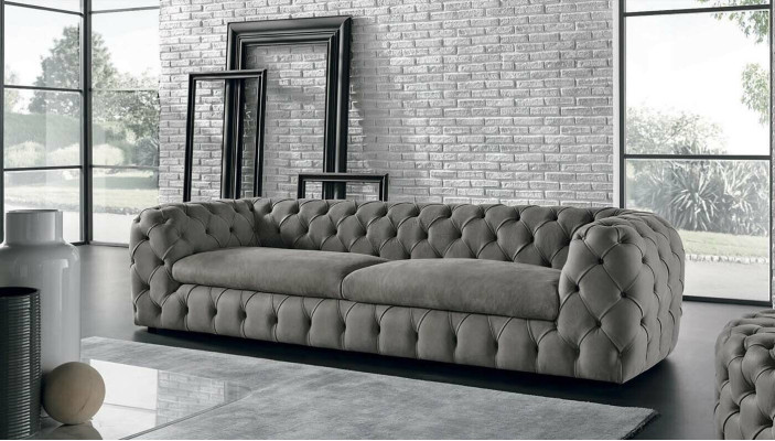 Klassieke driezitsbank Sofa Bekleed 3-zits stofstoffering Chesterfield