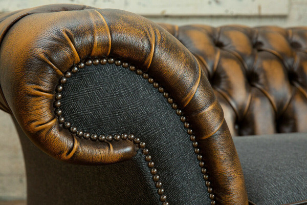 Ontwerp Chesterfield Bank 3 Bankstel Set Stof Bekleding Lederen Driepersoons