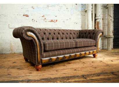 Klassieke Chesterfield Bank 3-Zits Design Banken Bekleding Bankstellen Leer Bruin