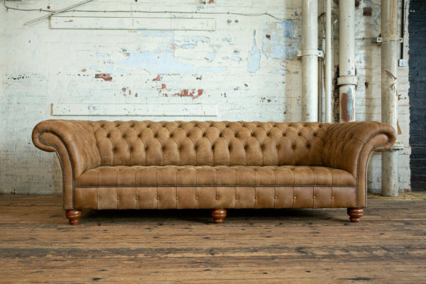 Chesterfield Bruine Bank Bank Bekleding 4 Zits Bankstel Bankstel
