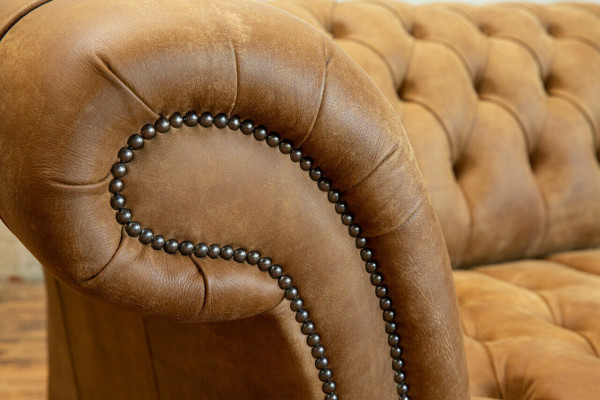 Chesterfield Bruine Bank Bank Bekleding 4 Zits Bankstel Bankstel