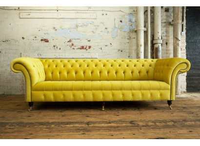 Ontwerp Bank 4 Zits Bekleed Luxe Klassiek Textiel Chesterfield Banken Bank