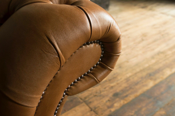 Ontwerp Chesterfield bankstel 4-zits bank leer bekleding bruin luxe bankstel