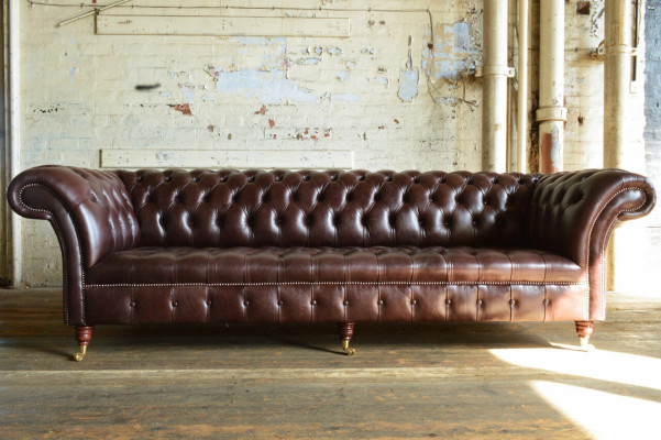 Bankstel 4 zits bank ontwerp Chesterfield gestoffeerd zitcombinatie leer textiel Nieuw