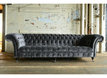 Ontwerper Chesterfield Grijze Luxe Bank Bank 4 Zits Stoffen Bank