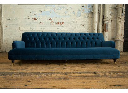 Groot blauw Chesterfield vierzits xxl luxe bank bank gestoffeerde meubels
