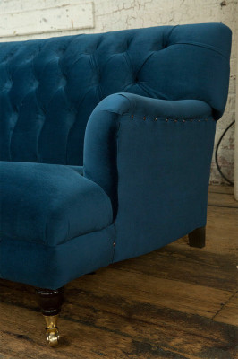 Groot blauw Chesterfield vierzits xxl luxe bank bank gestoffeerde meubels
