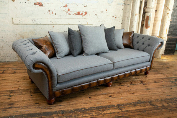 Klassiek Chesterfield Design Bankstel 4-Zitter Bank Bekleding Luxe Textiel Bankstellen