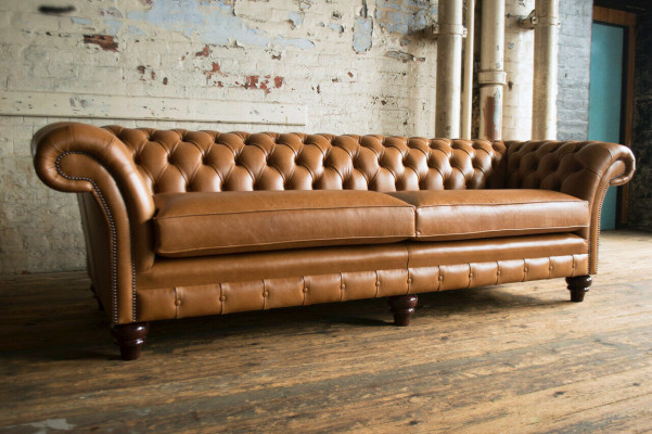 Bruine Chesterfield bank Luxe 4-zits bank Beklede stof Stoel