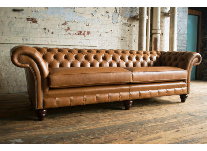 Bruine Chesterfield bank Luxe 4-zits bank Beklede stof Stoel