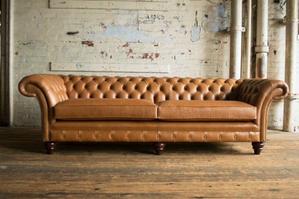 Bruine Chesterfield bank Luxe 4-zits bank Beklede stof Stoel