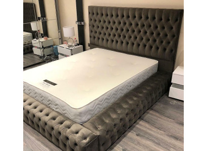 Chesterfield bed slaapkamer bedden textiel 180x200cm fluweel groot hotelbed nieuw