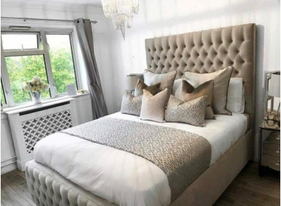 Chesterfield bed ontwerp slaapkamer Engelse bedden 200x200cm textiel bekleding