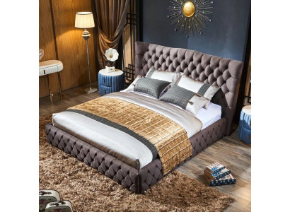Chesterfield Groot Bed Grote Hoofdbord Oren Bedden Beklede Tweepersoonsbed