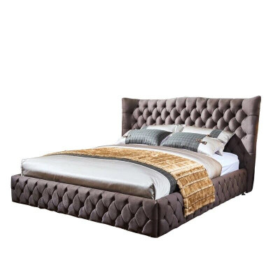 Chesterfield Groot Bed Grote Hoofdbord Oren Bedden Beklede Tweepersoonsbed