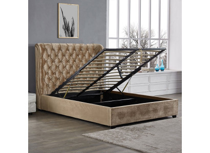 Beige Chesterfield gestoffeerd luxe slaapkamer ontwerp bedden