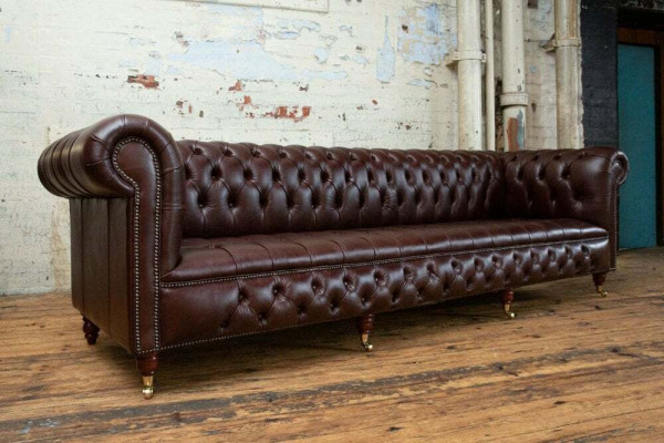 Bruine Chesterfield 4-zits Klassieke Luxe Barok Rococo Bank.