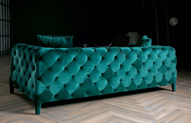 Groene Chesterfield 3+1 zitgroep bankstel stof sofa bekledingset