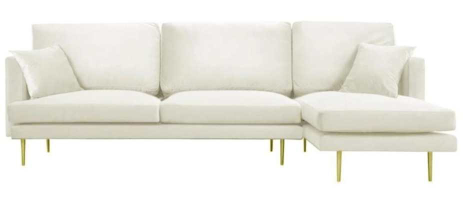 Elegante witte uitstraling voor uw exclusieve designbank in luxe L-vormige stijl.