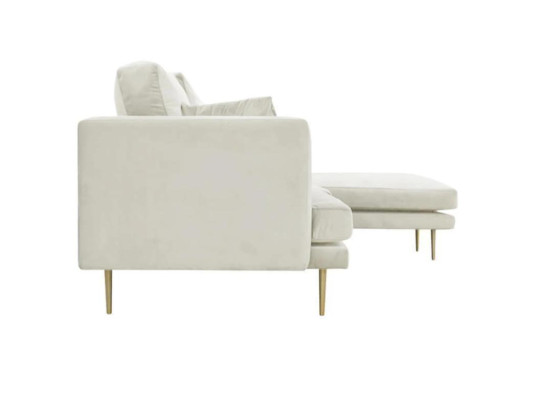 Elegante witte uitstraling voor uw exclusieve designbank in luxe L-vormige stijl.