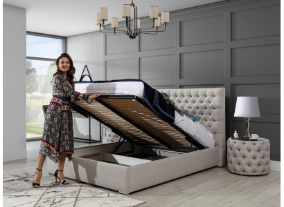 Modern bed wit stijlvol Chesterfield tweepersoonsbed design bedden gestoffeerd bed