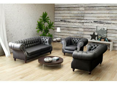Chestefield bankstel lederen sofa bankstel bekleding zithoek bank 3+2+1 nieuw