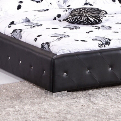 Chesterfield Groot Bed XXL Hoofdeinde Bedden Bekleding Hotel Velours Zwart Stof Oren