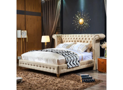 Chesterfield Design Bank Engels Tweepersoonsbed Beige 140/160/180x200 cm