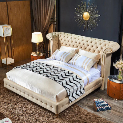 Chesterfield Design Bank Engels Tweepersoonsbed Beige 140/160/180x200 cm
